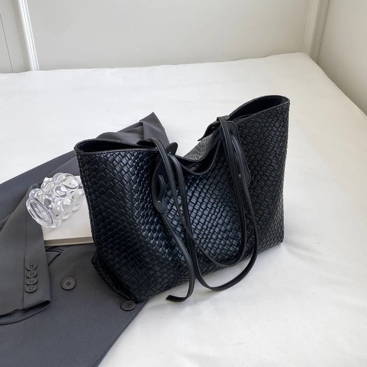 Valantomode | The Veridian Lattice Executive – Women's Premium Woven Vegan Leather Business Tote