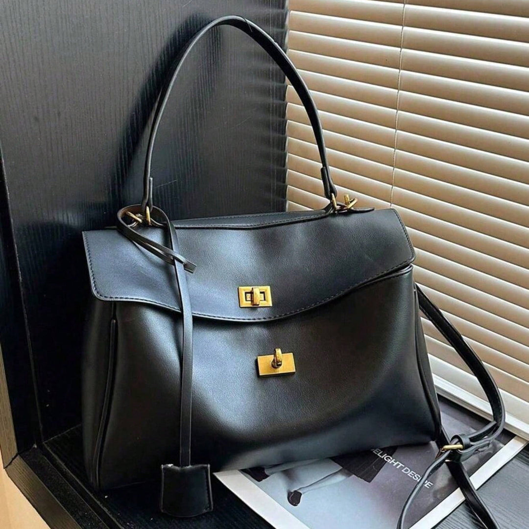 Valantomode | Apex Commuter Garrison – Premium Vegan Leather Structured Tote with Gold-Tone Turn-Lock
