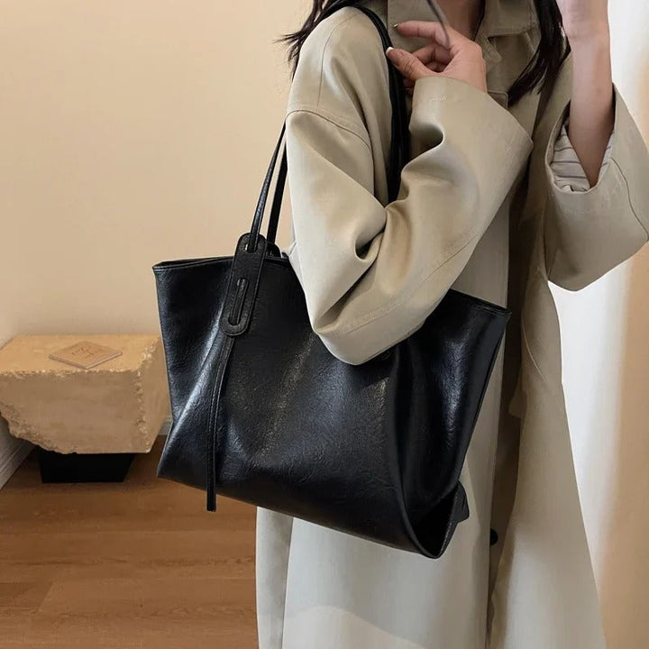 Valantomode | Grand Horizon XL Business Tote – Premium Vegan Leather Oversized Shoulder Bag