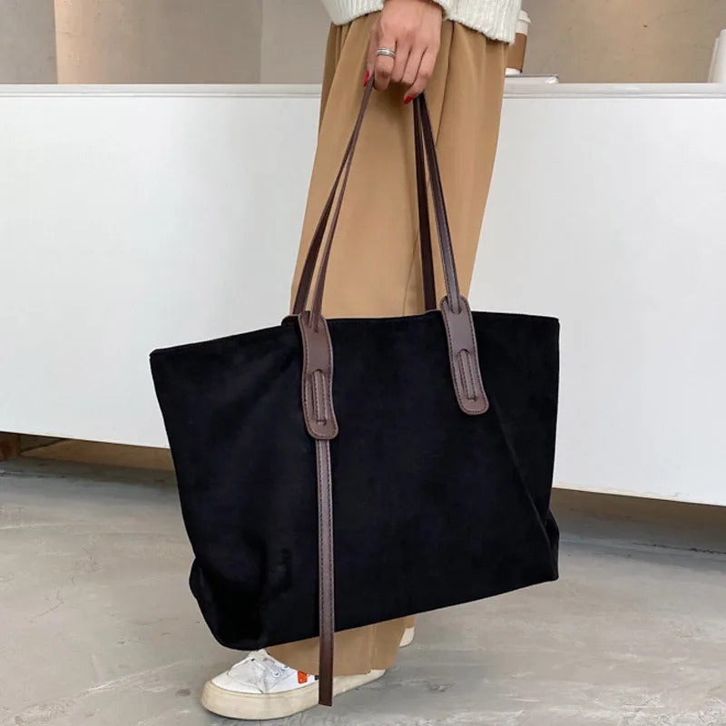 Valantomode | The Moss Suede Executive – Women's Premium Oversized Soft-Touch Tote Bag