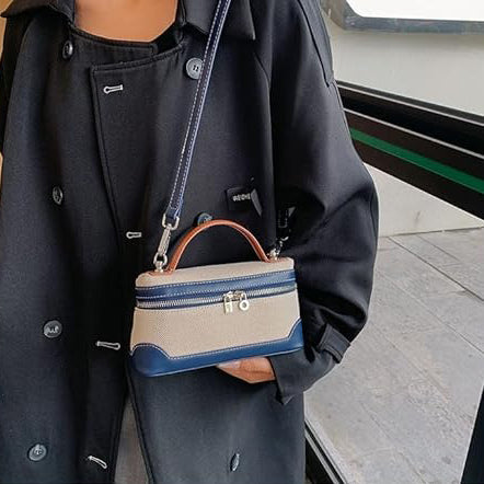 Valantomode | Odyssey Micro-Contour – Premium Two-Tone Canvas & Vegan Leather Mini Crossbody Bag