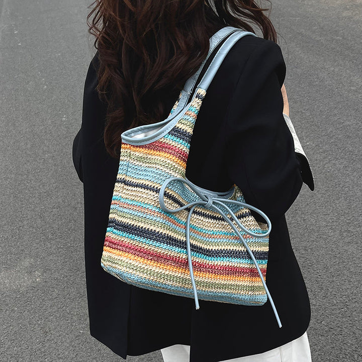 Valantomode | Odyssey Artisan Garrison – Premium Woven Straw & Vegan Leather Large Summer Tote