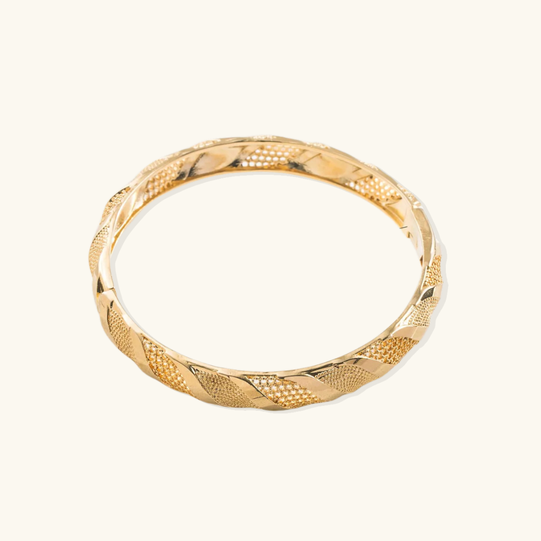 Valantomode | Plated Claire Bracelet with Woven Mosaic Architecture and Textural Geometry