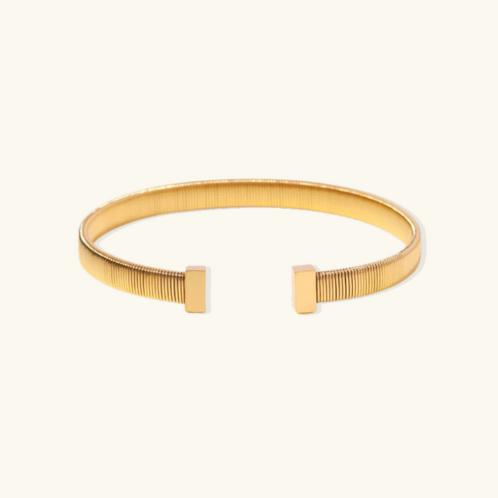 Valantomode | Gold Plated Parallel Ridge Bangle for Women