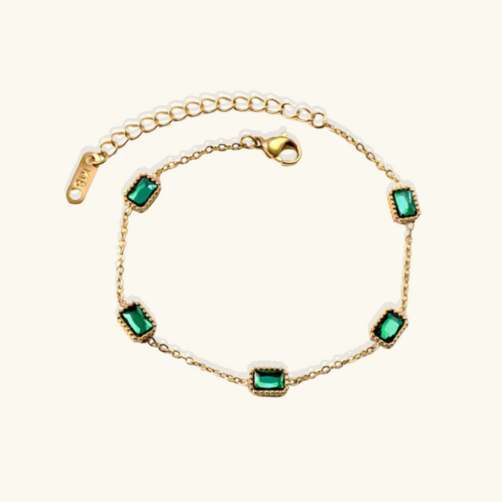 Valantomode | Gold Plated Emerald Green Bracelet for Women