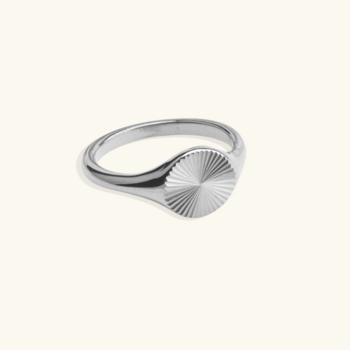 Valantomode | Plated Brianna Sunburst Ring with Radial-Etched Circular Architecture