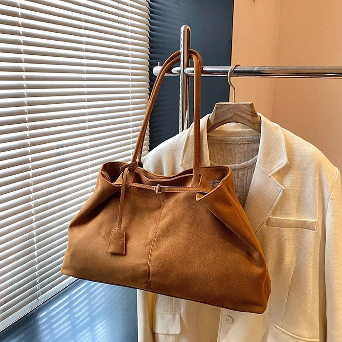 Valantomode | Velvet Goliath Executive – 52cm Premium Vegan Suede XL Oversized Tote with Silver Accents