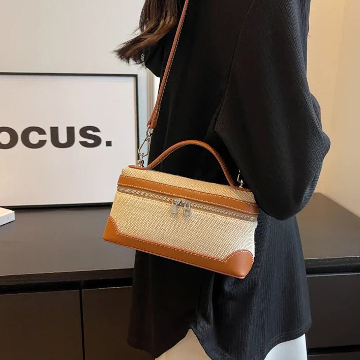 Valantomode | Odyssey Micro-Contour – Premium Two-Tone Canvas & Vegan Leather Mini Crossbody Bag