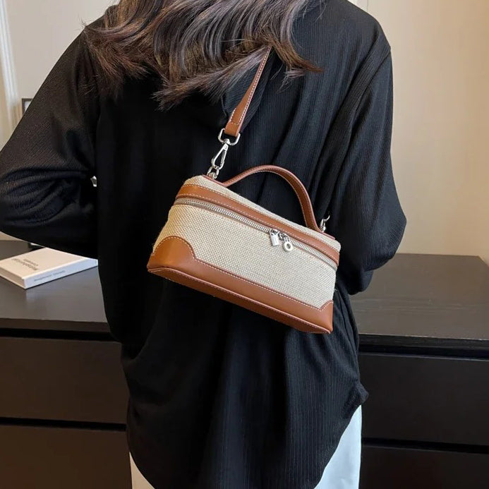 Valantomode | Odyssey Micro-Contour – Premium Two-Tone Canvas & Vegan Leather Mini Crossbody Bag