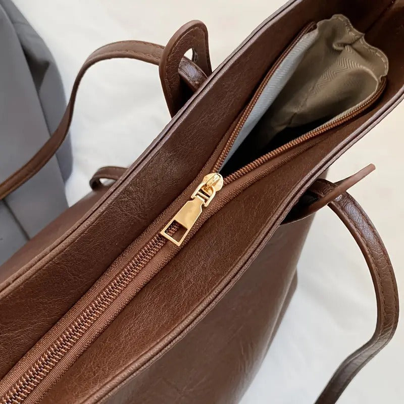 Valantomode | Grand Horizon XL Business Tote – Premium Vegan Leather Oversized Shoulder Bag