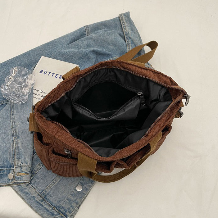 Valantomode | Velvet Ribbed Garrison – Premium Corduroy Water-Resistant Business Tote & Book Bag