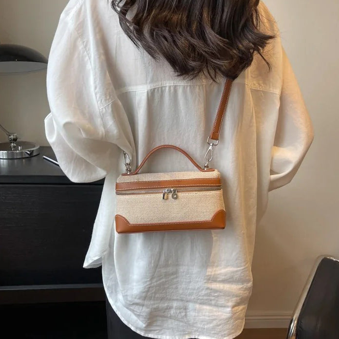 Valantomode | Odyssey Micro-Contour – Premium Two-Tone Canvas & Vegan Leather Mini Crossbody Bag