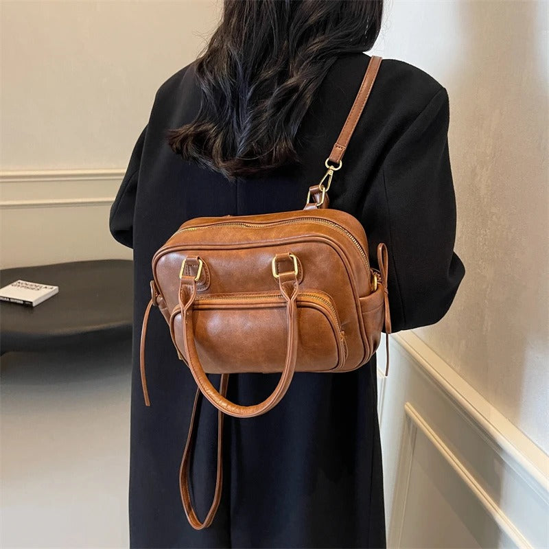 Valantomode | Linear Archival Courier – 3-in-1 Premium Vegan Leather Convertible Bag & Backpack