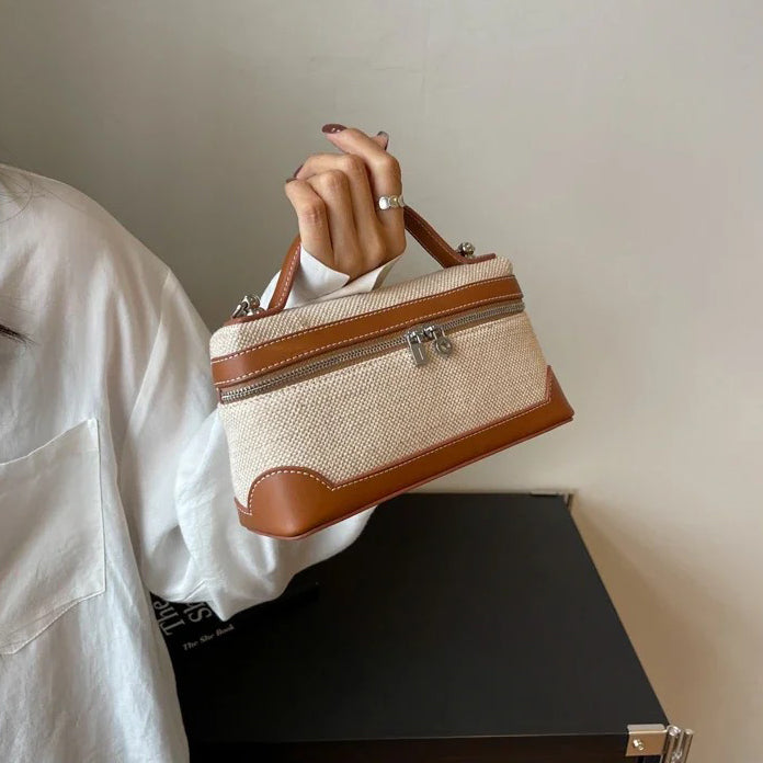 Valantomode | Odyssey Micro-Contour – Premium Two-Tone Canvas & Vegan Leather Mini Crossbody Bag