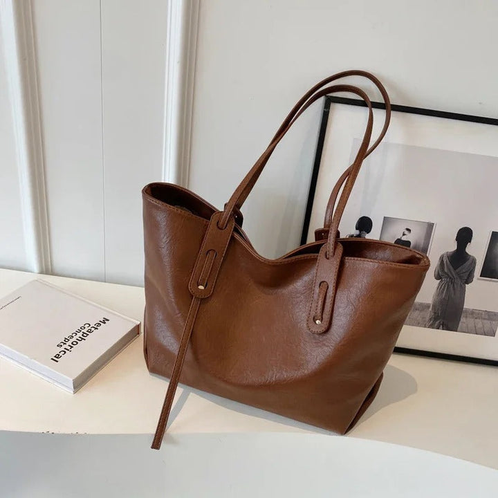 Valantomode | Grand Horizon XL Business Tote – Premium Vegan Leather Oversized Shoulder Bag
