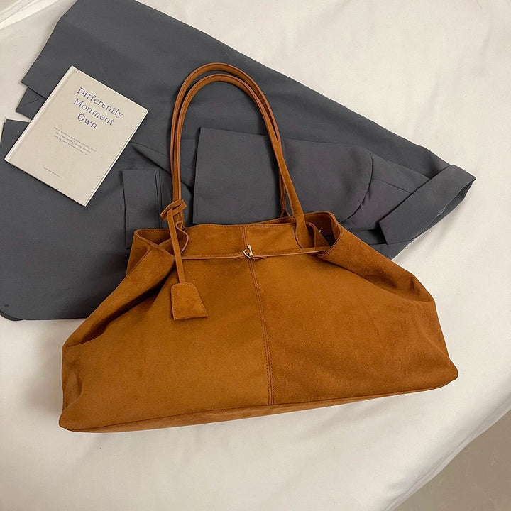 Valantomode | Velvet Goliath Executive – 52cm Premium Vegan Suede XL Oversized Tote with Silver Accents