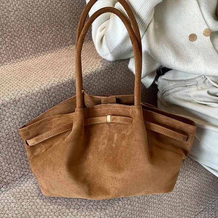 Valantomode | Velvet Horizon Garrison – 46cm Premium Vegan Suede Oversized Business Tote