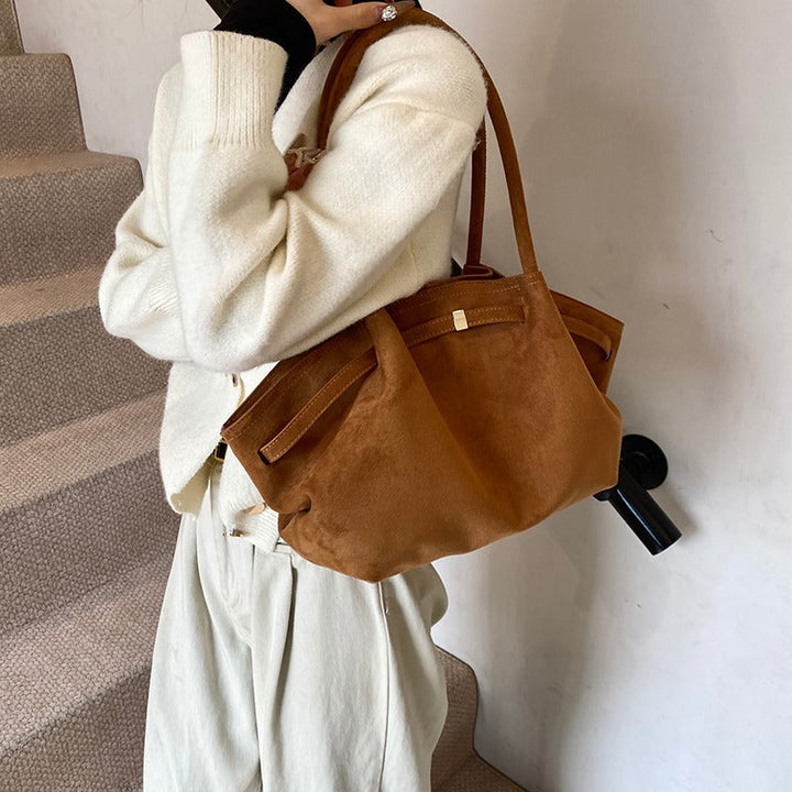 Valantomode | Velvet Horizon Garrison – 46cm Premium Vegan Suede Oversized Business Tote
