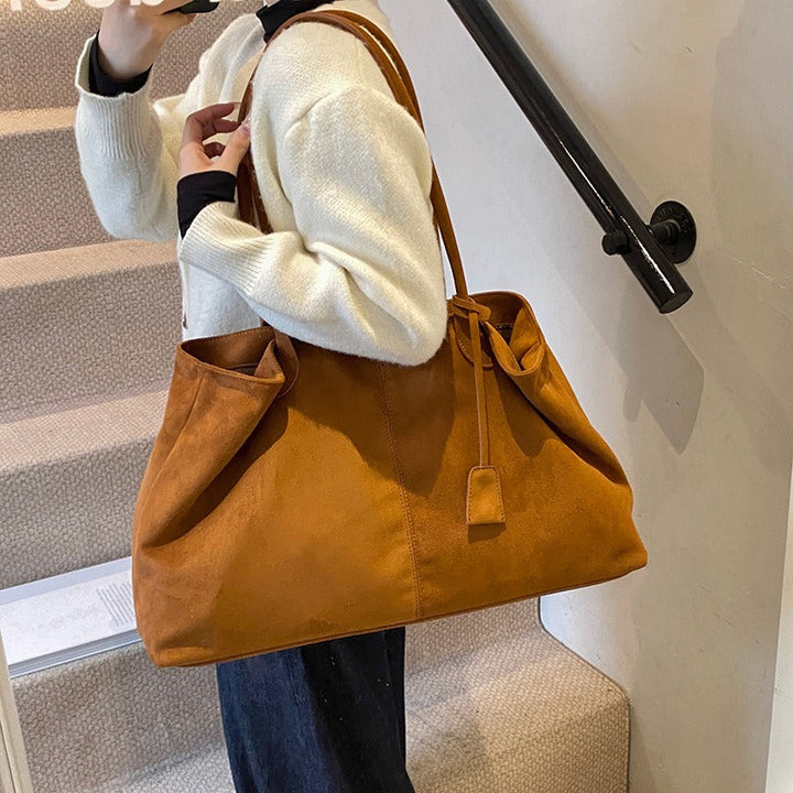 Valantomode | Velvet Goliath Executive – 52cm Premium Vegan Suede XL Oversized Tote with Silver Accents
