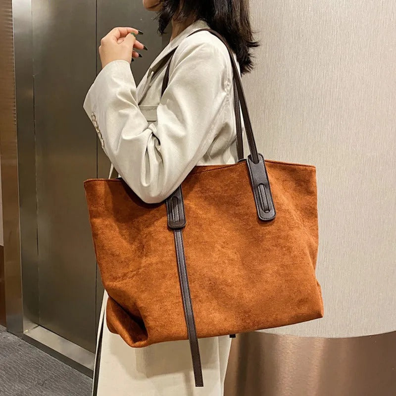 Valantomode | The Moss Suede Executive – Women's Premium Oversized Soft-Touch Tote Bag