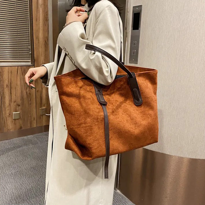 Valantomode | The Moss Suede Executive – Women's Premium Oversized Soft-Touch Tote Bag