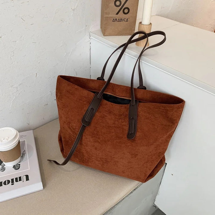 Valantomode | The Moss Suede Executive – Women's Premium Oversized Soft-Touch Tote Bag