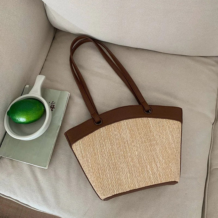 Valantomode | Solstice Artisan Garrison – Women's Premium Straw Tote with Vegan Leather Trim