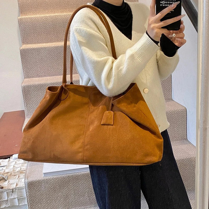 Valantomode | Velvet Goliath Executive – 52cm Premium Vegan Suede XL Oversized Tote with Silver Accents