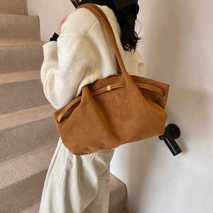 Valantomode | Velvet Horizon Garrison – 46cm Premium Vegan Suede Oversized Business Tote