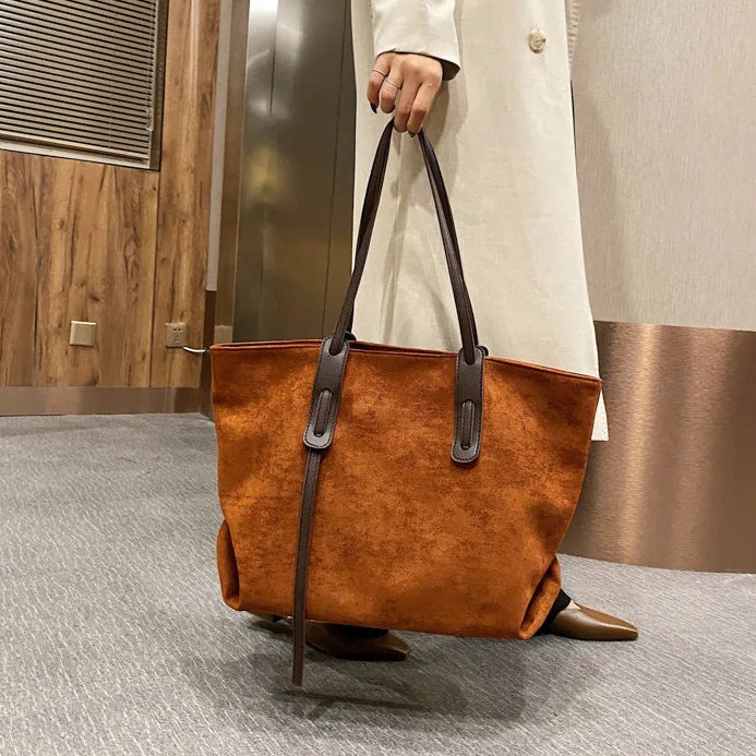 Valantomode | The Moss Suede Executive – Women's Premium Oversized Soft-Touch Tote Bag
