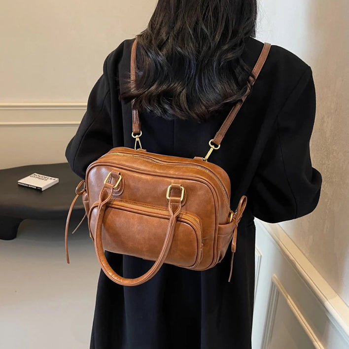 Valantomode | Linear Archival Courier – 3-in-1 Premium Vegan Leather Convertible Bag & Backpack