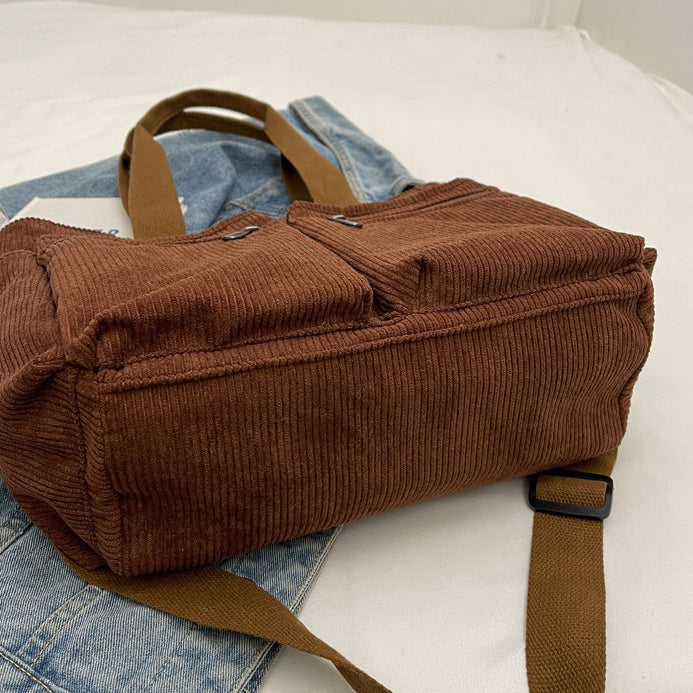 Valantomode | Velvet Ribbed Garrison – Premium Corduroy Water-Resistant Business Tote & Book Bag