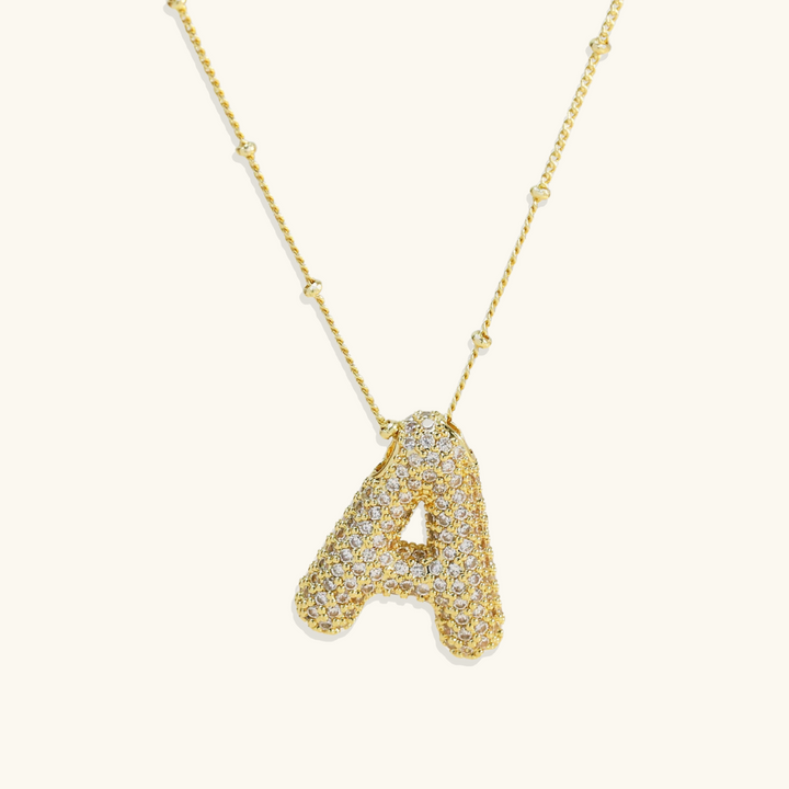 Valantomode | Gold Plated Bubble Initial Necklace for Women