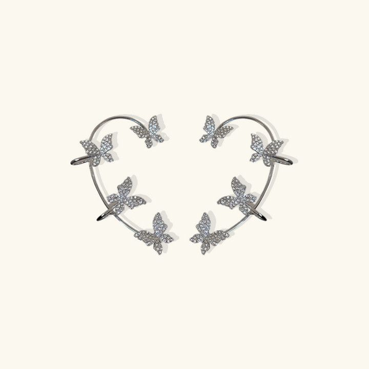 Valantomode | Plated Sculptural Butterfly Earrings with High-Refractive Stone Assets