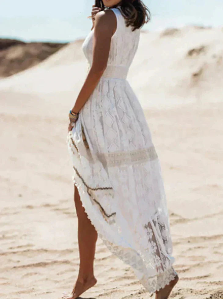 Valantomode | Strapless Lace Boho Dress Perfect for Summer Outings