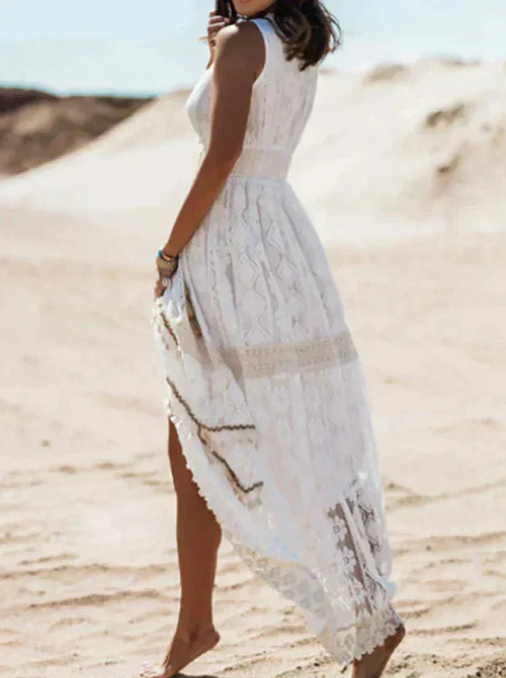 Valantomode | Strapless Lace Boho Dress Perfect for Summer Outings
