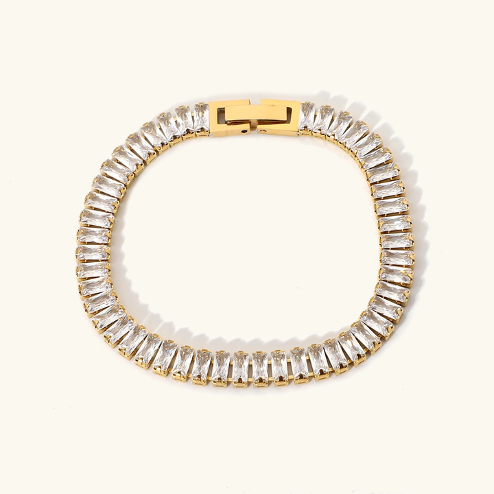 Valantomode | Gold Plated Baguette Diamond Bracelet for Women