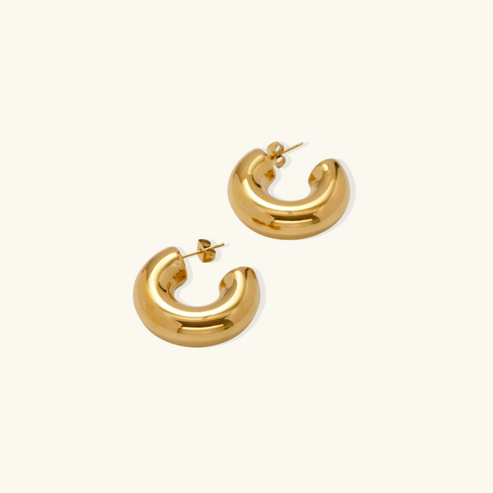 Valantomode | Robust Plated Rounded Hoop Earrings for Women