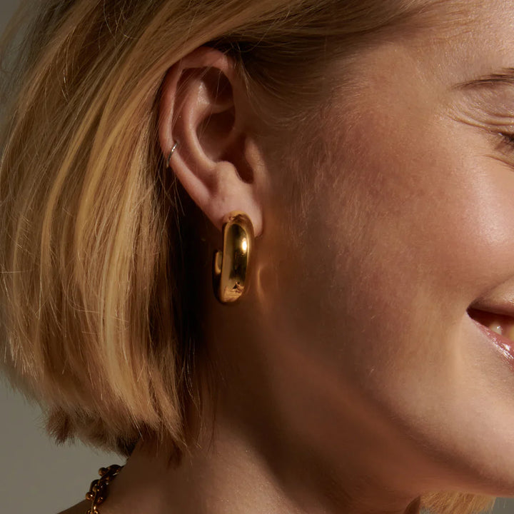 Valantomode | Robust Plated Rounded Hoop Earrings for Women