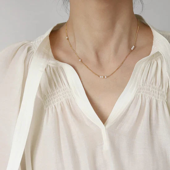 Valantomode | Plated Freshwater Pearl Cluster Necklace for Women