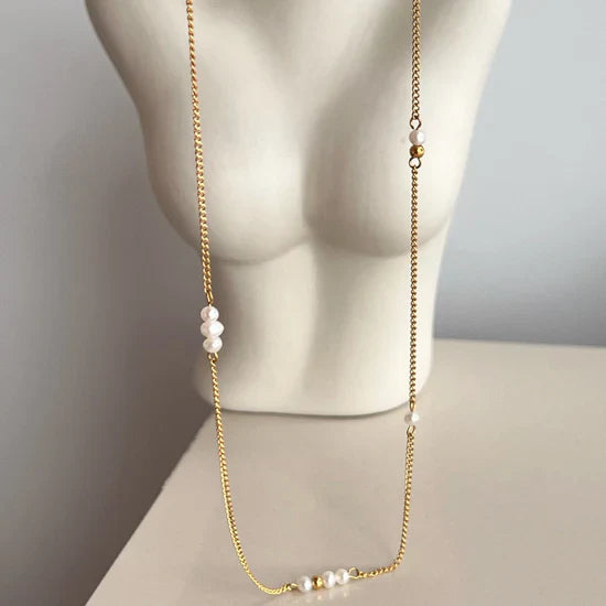 Valantomode | Plated Freshwater Pearl Cluster Necklace for Women