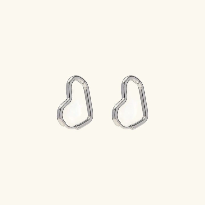 Valantomode | Lightweight Plated Heart-Shaped Hoop Earrings with Cordate Linear Geometry