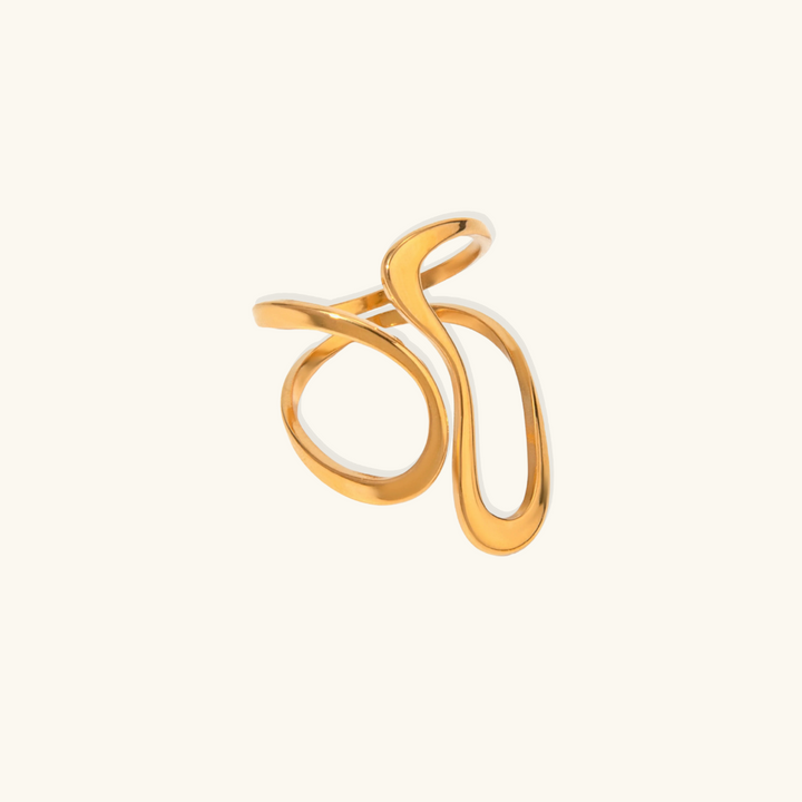 Valantomode | Lightweight Plated Fluid Curvilinear Open-Ended Ring for Women