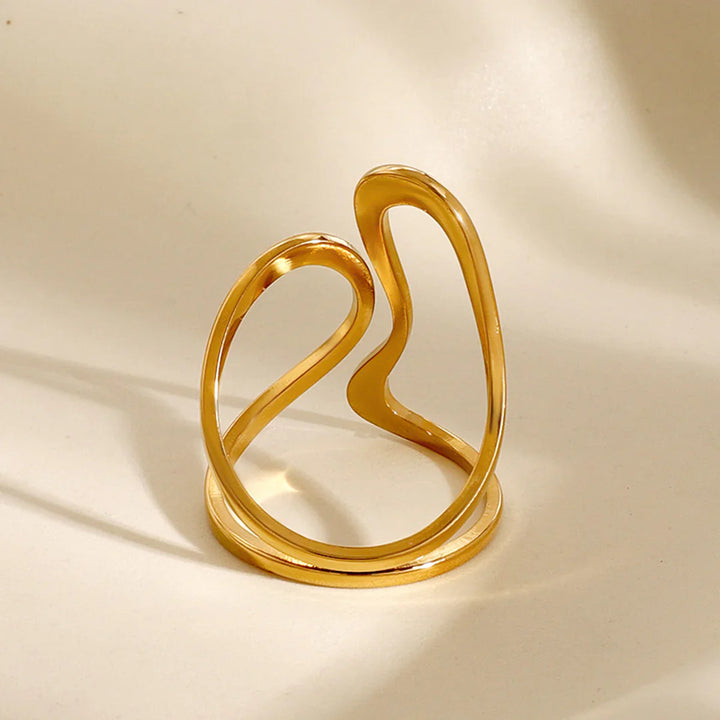 Valantomode | Lightweight Plated Fluid Curvilinear Open-Ended Ring for Women