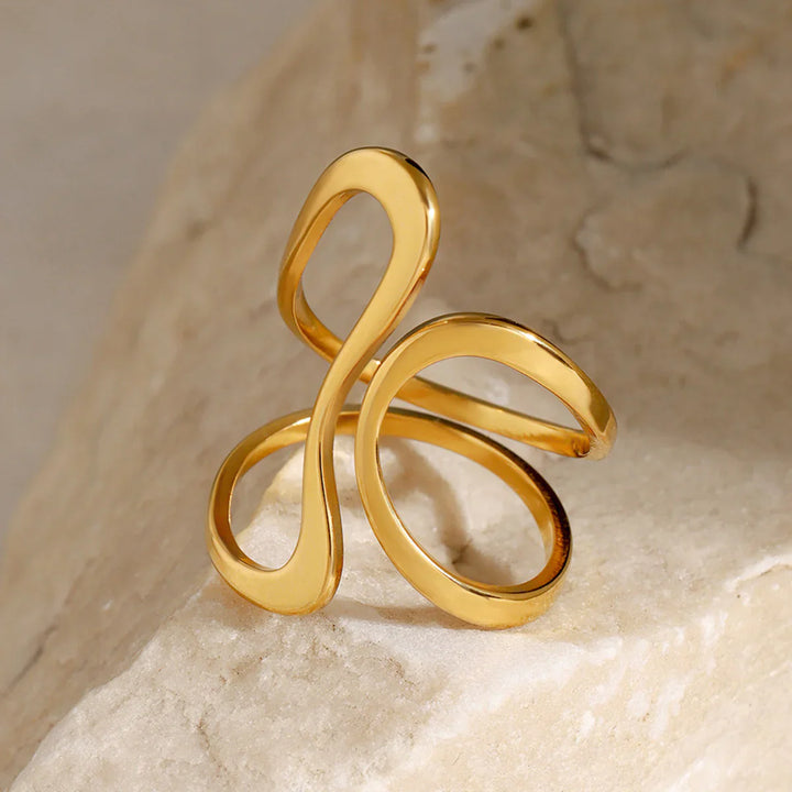 Valantomode | Lightweight Plated Fluid Curvilinear Open-Ended Ring for Women