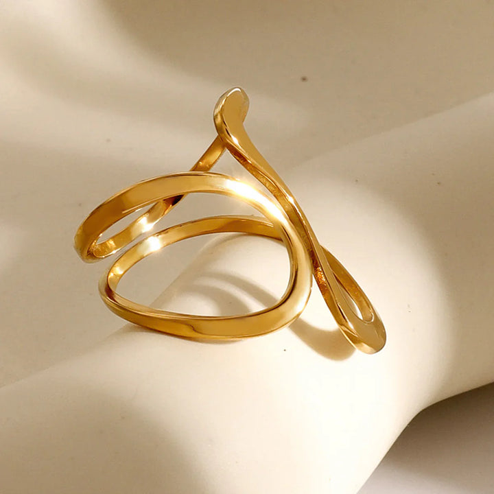 Valantomode | Lightweight Plated Fluid Curvilinear Open-Ended Ring for Women