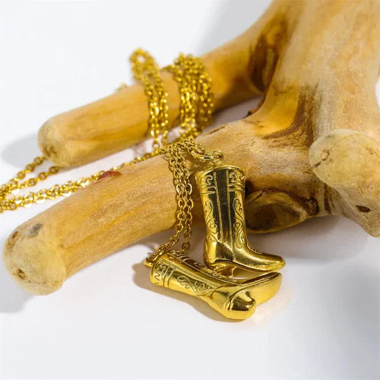 Valantomode | Plated Western Boot Figurative Pendant Necklace for Women