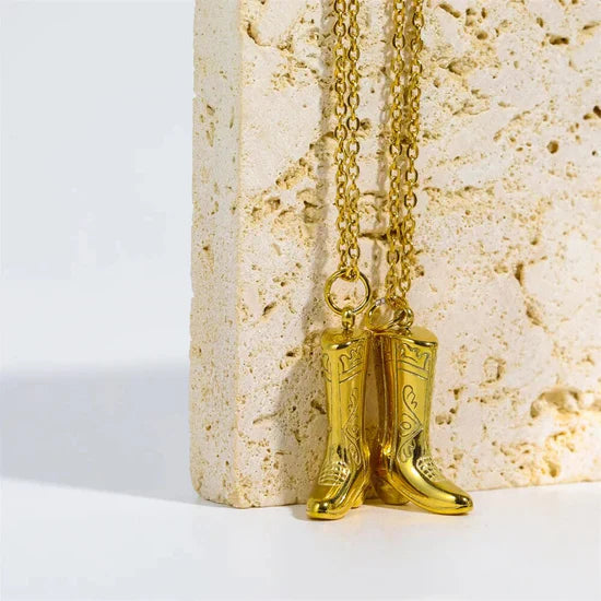 Valantomode | Plated Western Boot Figurative Pendant Necklace for Women