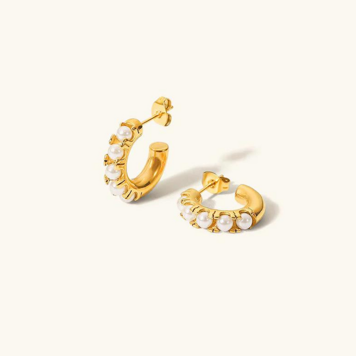 Valantomode | Plated Framed Freshwater Pearl Earrings for Women