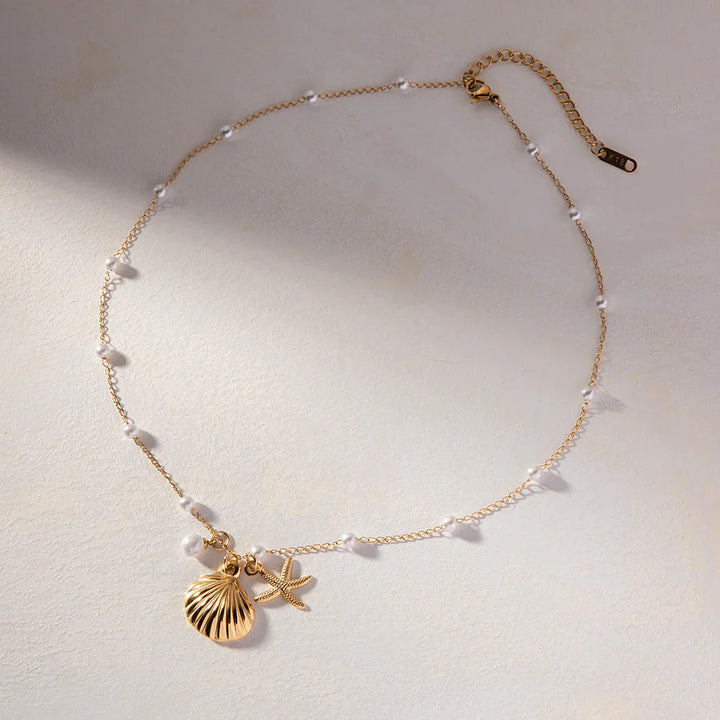 Valantomode | Plated Maritime Pendant Necklace with Integrated Freshwater Pearl Assets
